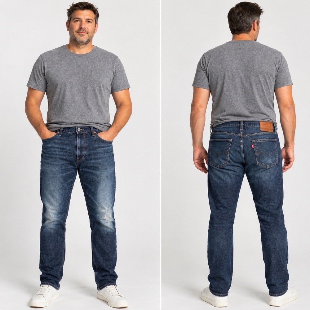 Levi's Premium 511 Men's Jeans 38x32 Slim Fit Dark Wash Distressed Faded Denim